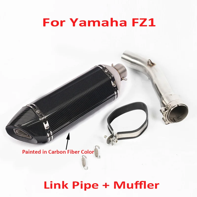 

FZ1 Slip on Motorcycle Exhaust 51mm Escape Muffler Tip Silencer Baffles Middle Mid Link Pipe for Yamaha FZ1