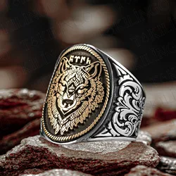 Elegant Solid 925 Sterling Silver 3d Wolf Men's Ring With Animals Accessory High Quality Shiny Jewelry Gift For Him