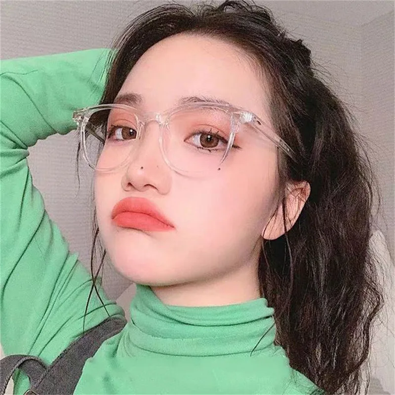 iboode Myopia Glasses Fashion Anti-blue Glasses for Women and Men Popular Big Square Glasses College Students Nearsighted TR90