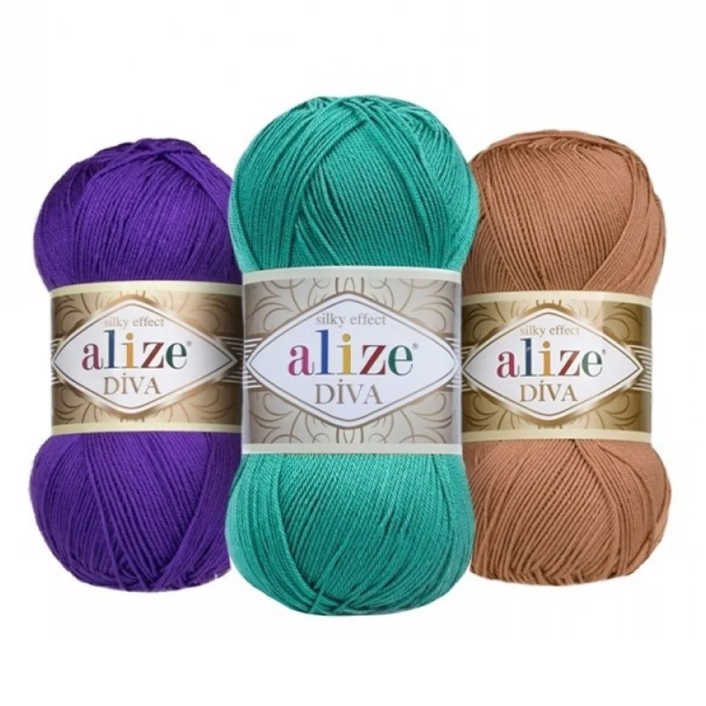 Alize Diva Yarn Knitting Crochet 100g Silk Effect Lace Thread Light Sport Summer Swimsuit Bikini Dress Top Amigurumi Mercerized