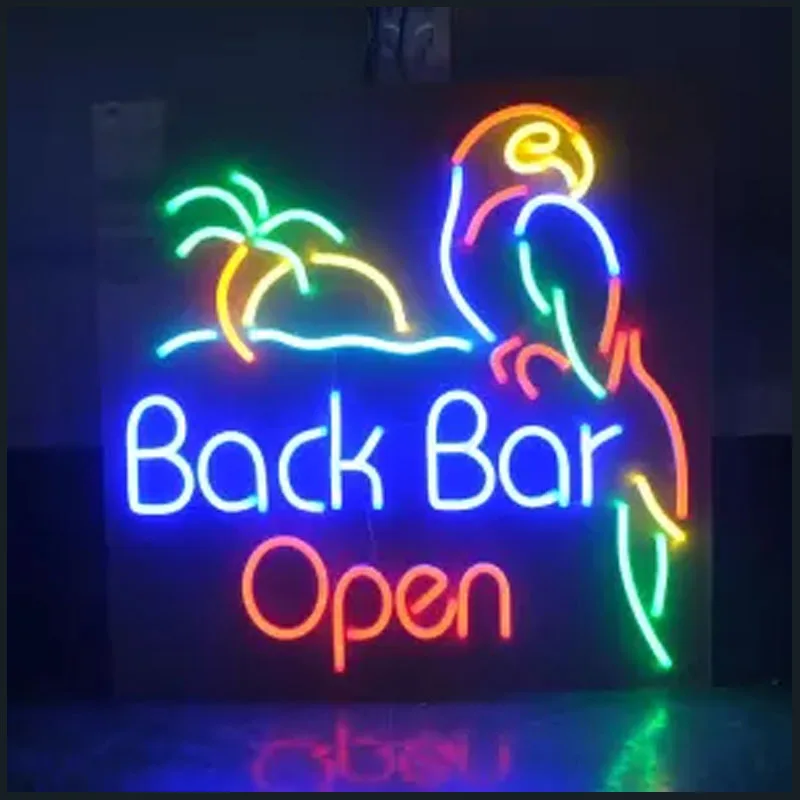 Neon Sign Back Bar Open Glass Tube Beer Neon Bulbs Sign Parrot Palm Bar board Sign Room Decor Lamps Wedding Decoration Handcraft