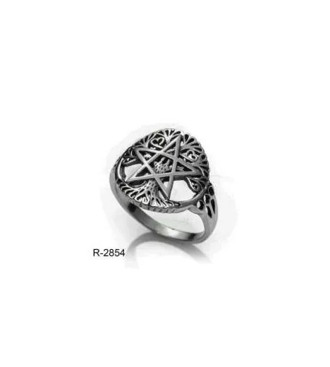 Wicca pentagram ring sterling silver (made in Spain)