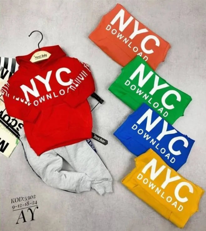 NYC PRINTED HOODED BABY SUIT, BABY CLOTHING, BABY STYLE, BABY TRACKSUIT, BABY PAJAMAS