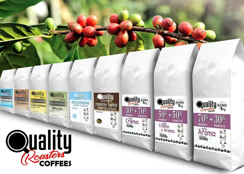 Café em grão natural "espresso forte". 100% resistente. 1kg. Assar médio. Artesanato para assar