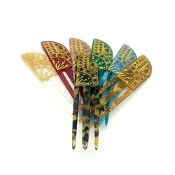Tropical Polynesian Pacific Fashion Tribal Style Women Aceate Acrylic Hair Sticks With 7 Colors For Long Hair
