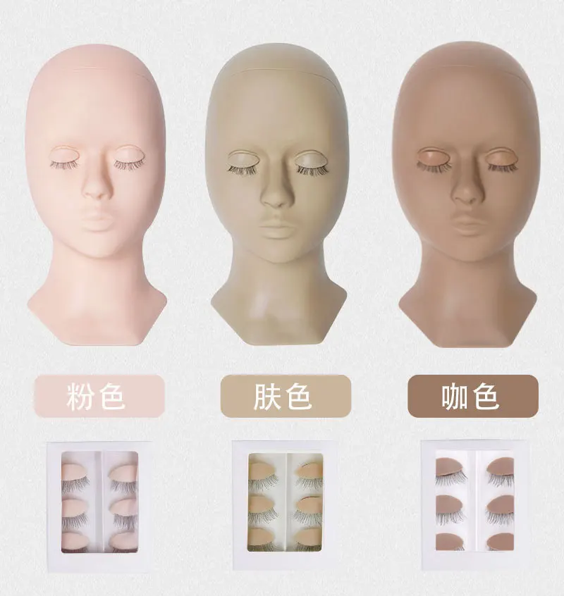 

YGirlash Training Eyelash Mannequin Head Kit False Lashes Practice Head Model Dummy Head Silicone Removable Eyelid Makeup Tool