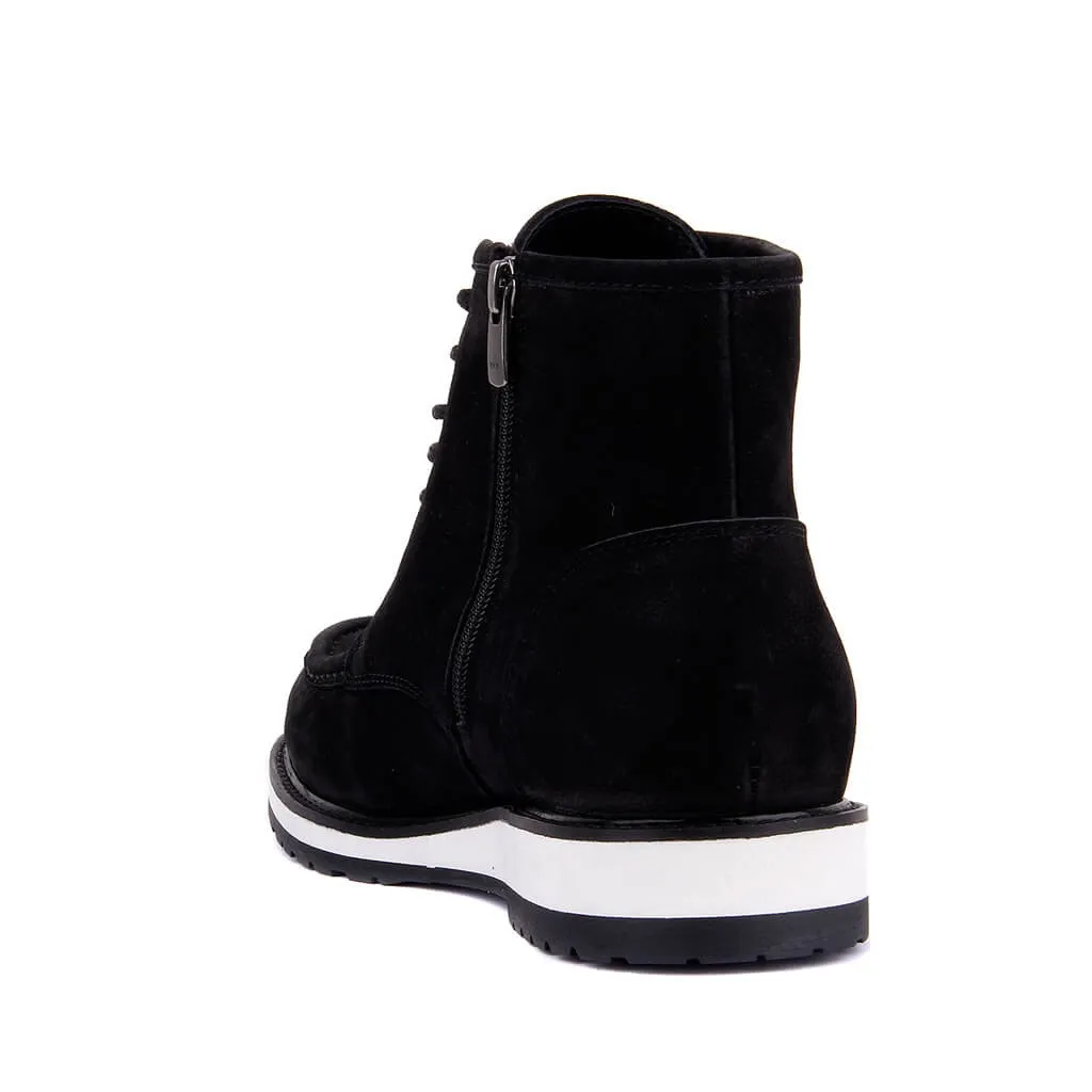 Botas masculinas com zíper nubuck preto