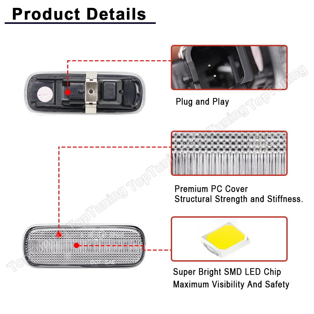 For Citroen C4 MK I Coupe Hatchback Sedan 2006 2007 2008 2009 2010 Led Dynamic Side Mirror Blinkers Turn Signal Lights #6325G2