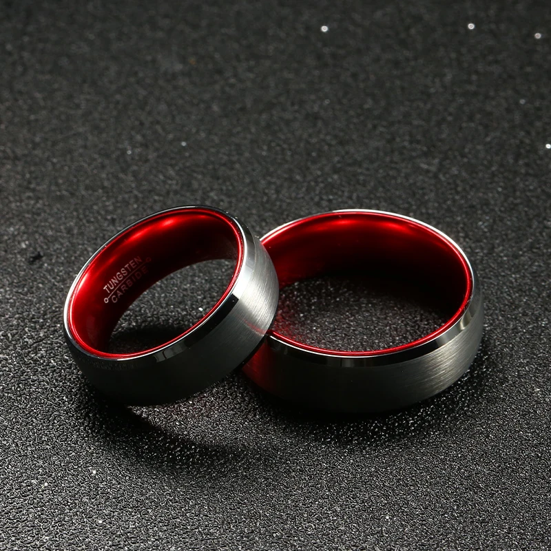 Trendy 8mm Tungsten Carbide Rings White And Red Engagement Couple 12 Horoscope Zodiac Custom Your Logo