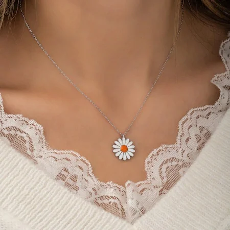 925 sterling Daisy Necklace Female Silver Necklace