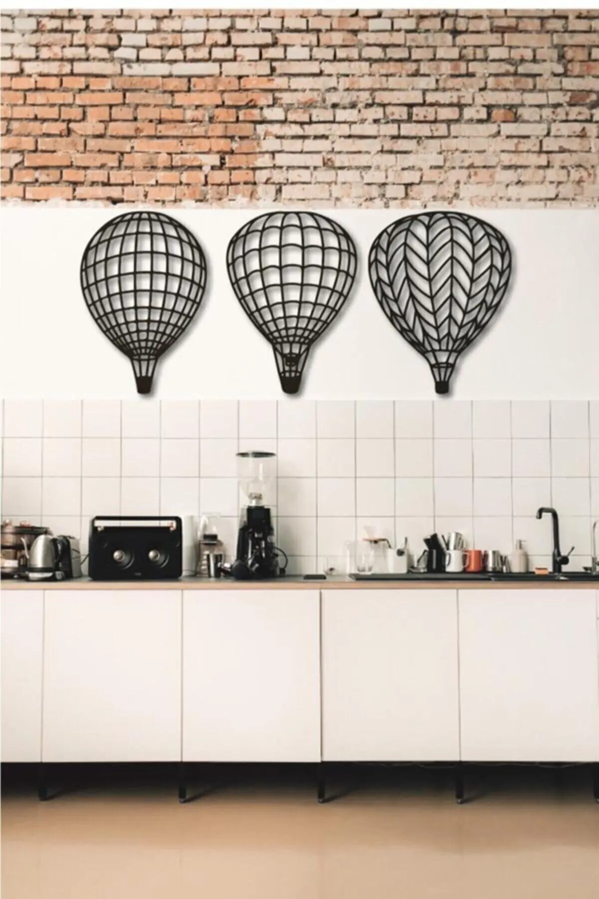 Laser Cut Wooden, 3 Piece Flying Balloon Wall Decorative Ornament Home Accessories, Room Decor, With Double-Sided Tape 23x33(Cm)