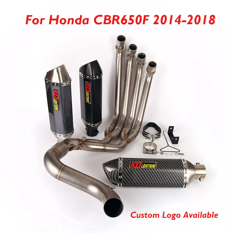 CBR650F Motorcycle Exhaust System Full 51mm Muffler Baffle with DB Killer Manifold Connector Pipe For HONDA CBR650F 2014-2018