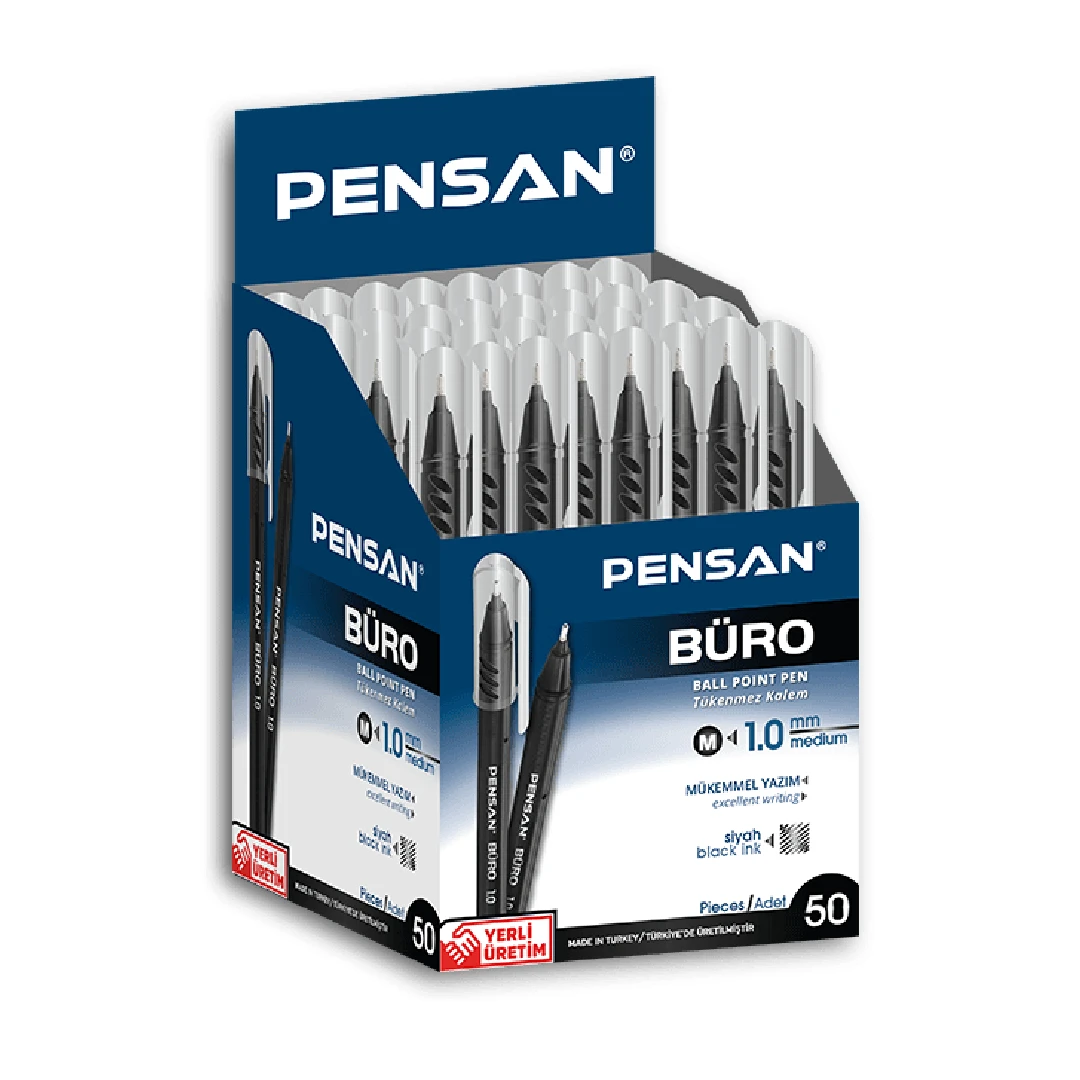 Pensan Buro Ballpoint Pen 50 Pcs Box 1mm Blue Red Black Office School Writing Supplies Stationary High Quality Turkish Brand