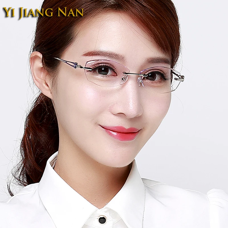 

Women Optical Glasses Frame Prescription Fashion Diamond Trimmed Tint Color Alloy Eyeglasses Spectacle Mujer Gafas Eyewear