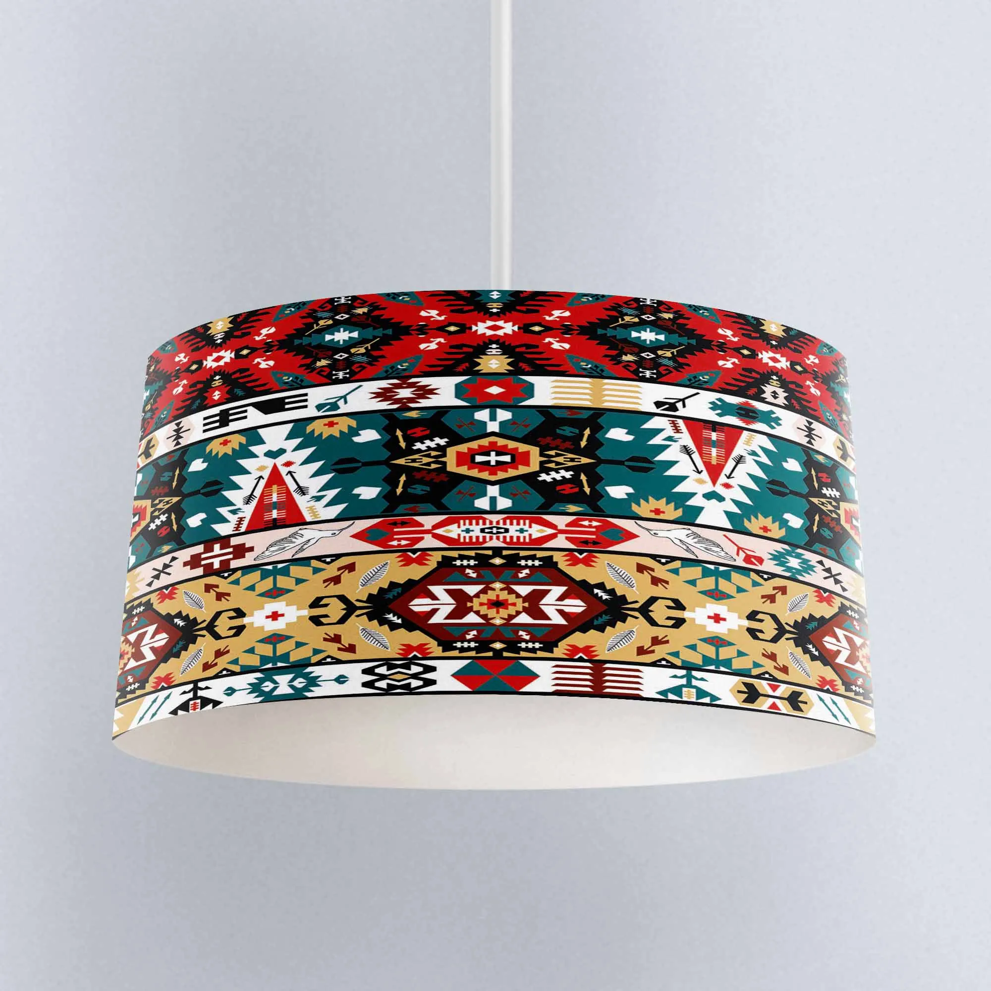 

Else Red Green Brown Bohemian Ethnic Digital Printed Fabric Chandelier Lamp Drum Lampshade Floor Ceiling Pendant Light Shade