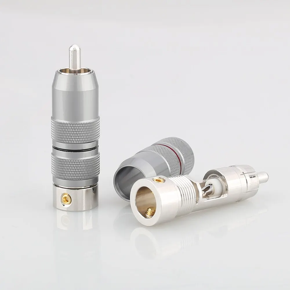 ใหม่ Viborg VR107R โรเดียมชุบทองแดงบริสุทธิ์เชื่อมต่อ RCA ปลั๊ก RCA Connector Car Audio ปลั๊ก RCA ทองแดงบริสุทธิ์ RCA