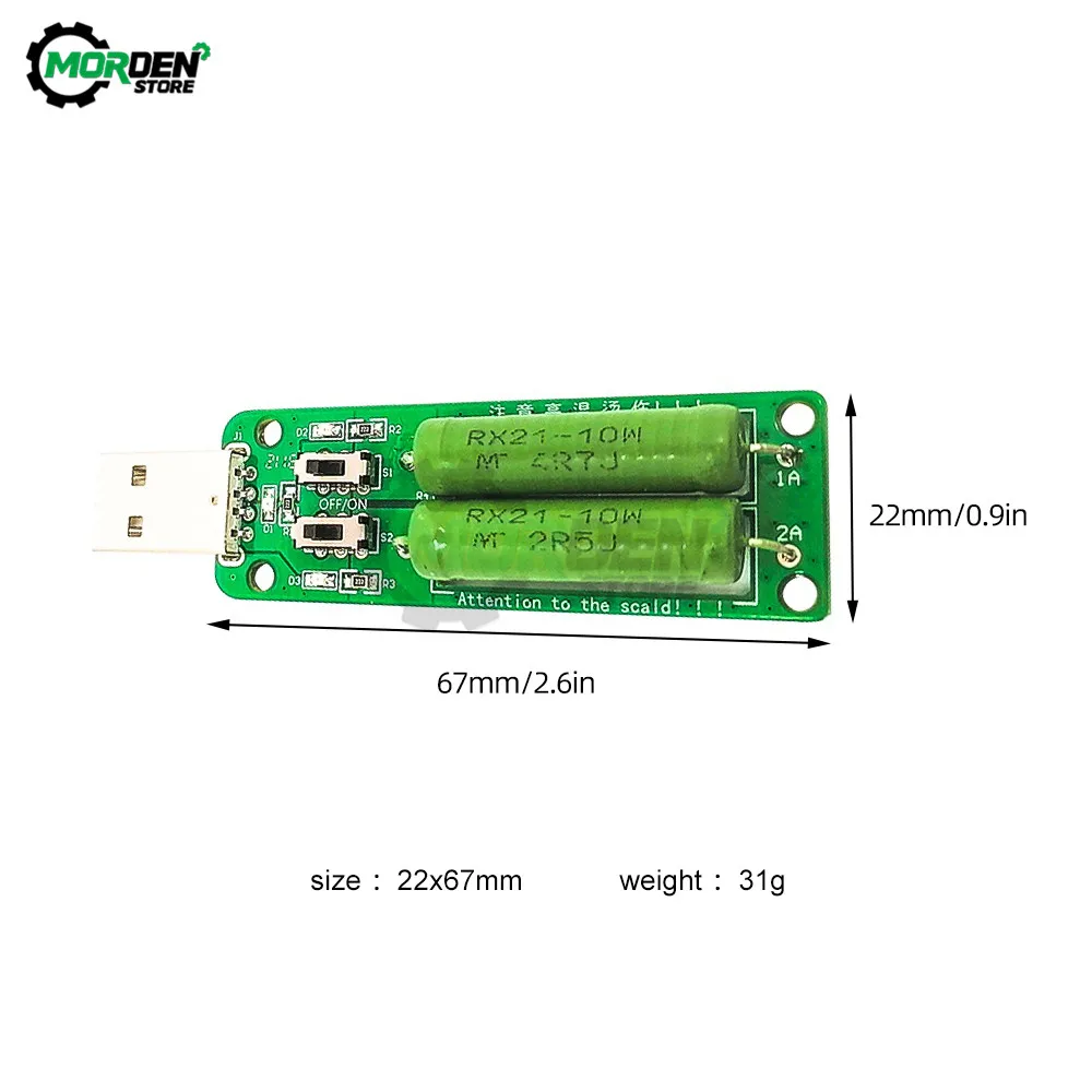 Resistor Resistance USB DC Electronic Load With Adjustable Switch 3 5V1A Current/2A/3A Battery Capacity Discharge Voltage Tester