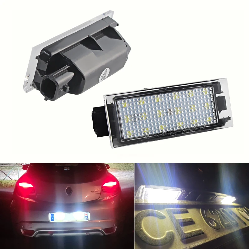 

2PCS LED Number License Plate Light Lamps For Renault Megane 3 Clio 4 Laguna 2 Twingo Master Wind Traffic Vel Satis Opel Movano