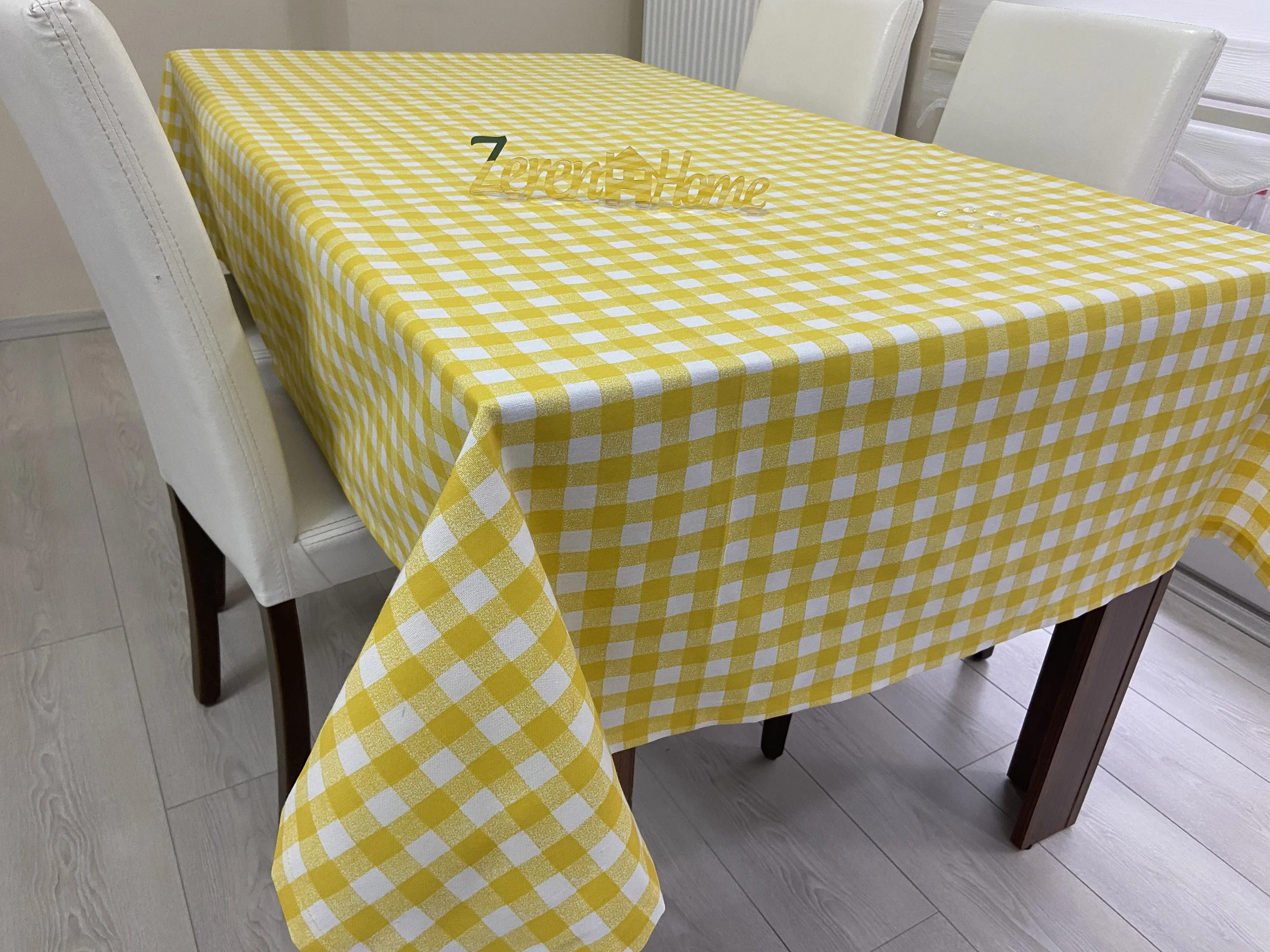 Yellow  Plaid Square Rectangle Large Tablecloth Waterproof Very Suitable For Weddings Restaurants Kitchens Stain Resistant