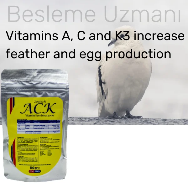 Zootech ACK Vitamin-ACK Vitamin Combination Powder Vitamin 100 Gr For Birds, Chicken, Chicks, Goose, Turkey All Poultry