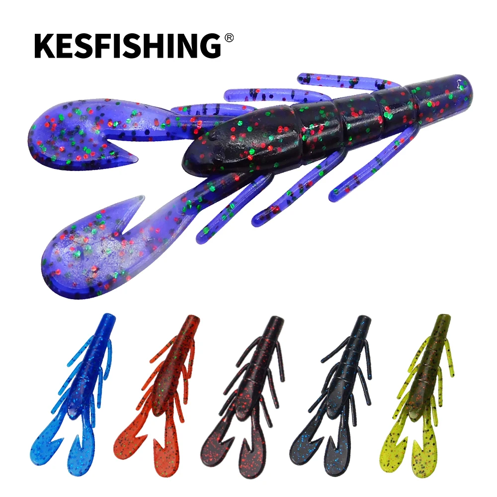 KESFISHING Lures Vibe Craw 85mm Artificial Soft Bait Crawfish Leurre souple Bass Fishing Accessories Double Colors Free Shipping