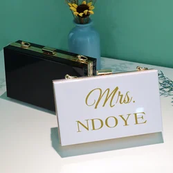 Personalized Clutch Bag Chain Diagonal Bag Acrylic Fashion Temperament White Custom Name Temperament Summer Wedding Party