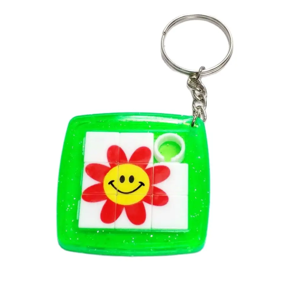 

4 Pc Key Ring Smile Flower Slider Puzzle Kid Toy Birthday Party Favors Game Gift Prize Pinata Bag Filler Loot Gag Pocket Novelty