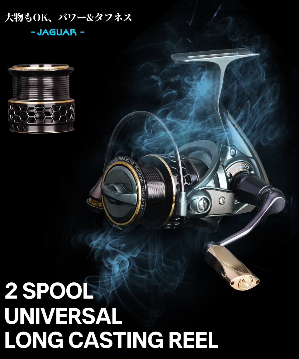 TSURINOYA Long-Casting-Spinnrolle JAGUAR 1000 2000 3000 2 Spulen, maximale Bremskraft 6 kg, abgeschrägte Spule, sanfte Rolle für Salzwasser – Detail 3