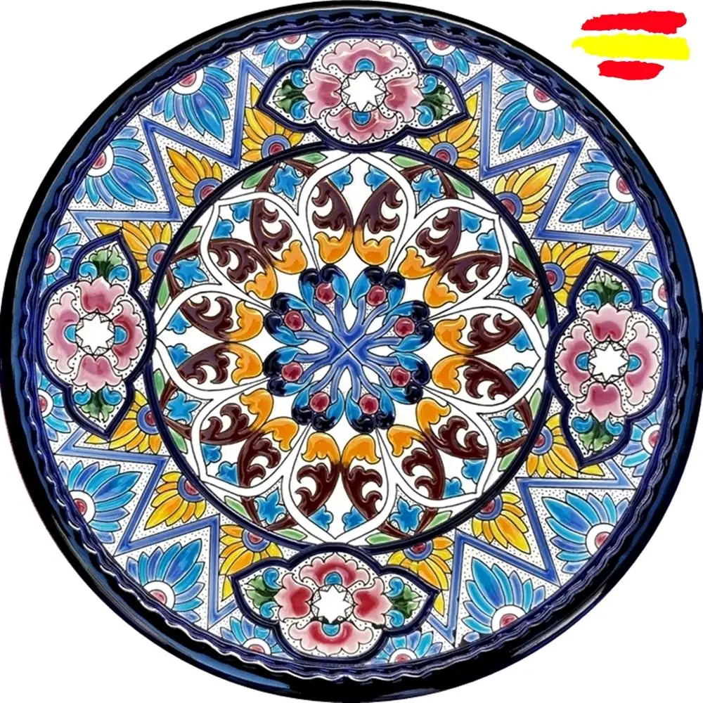 Ceramic plate 34 cm./13.4in. Diameter - Spanish ceramic - enameled up handmade - Made in Spain - MIJASCERAMIC - ARTECER -