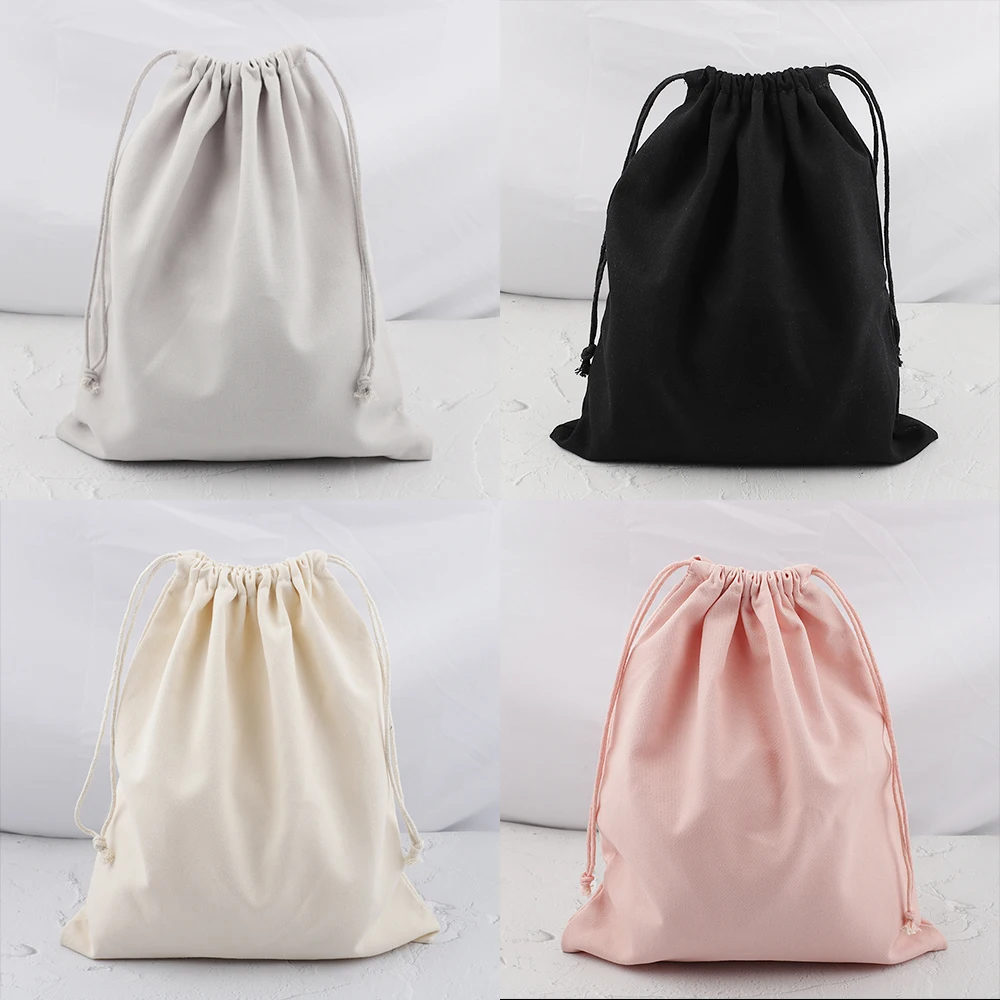 Cotton Canvas Inner Bags Drawstring Pouch Pink Gray Black Beige Color Gift Packaging Bag Storage Bag