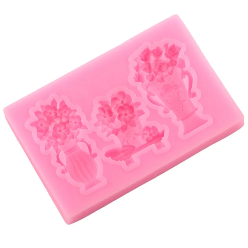 Cake Mold Flower Pot Fondant Silicone Molds DIY Sugarcraft Cake Decorating Tools Chocolate Gumpaste Moulds Cookie Baking Mould