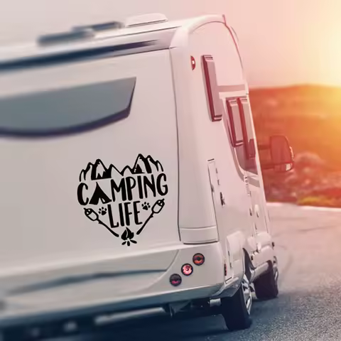 Camping Life Caravan Stickers, Motorhome Truck Car Camper Diy Decor Decals Waterproof Decoration Vinyl Accessories