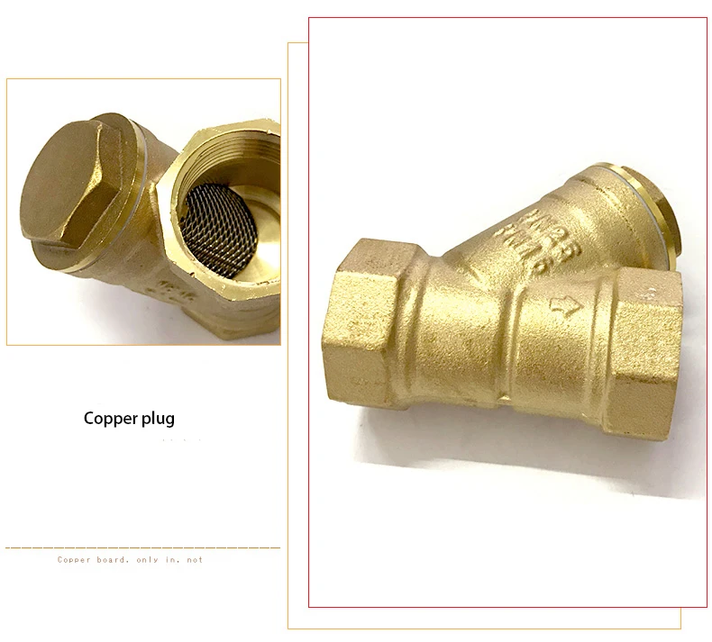1/2" 3/4" 1" 2" 3" 4" Y-förmiger Inline-Mesh-Siebfilter mit Innengewinde, Messingfilterventil, Y-förmiger Messingsiebfilterventil – Detail 4