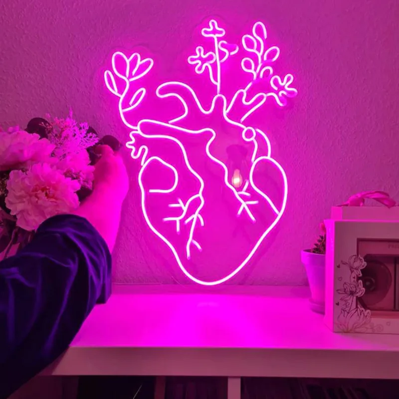 Human Heart Neon Sign Custom Neon Sign Led Light Room Decor Sign Office Bar Home Room Neon Signs Light Wall Decor Gift