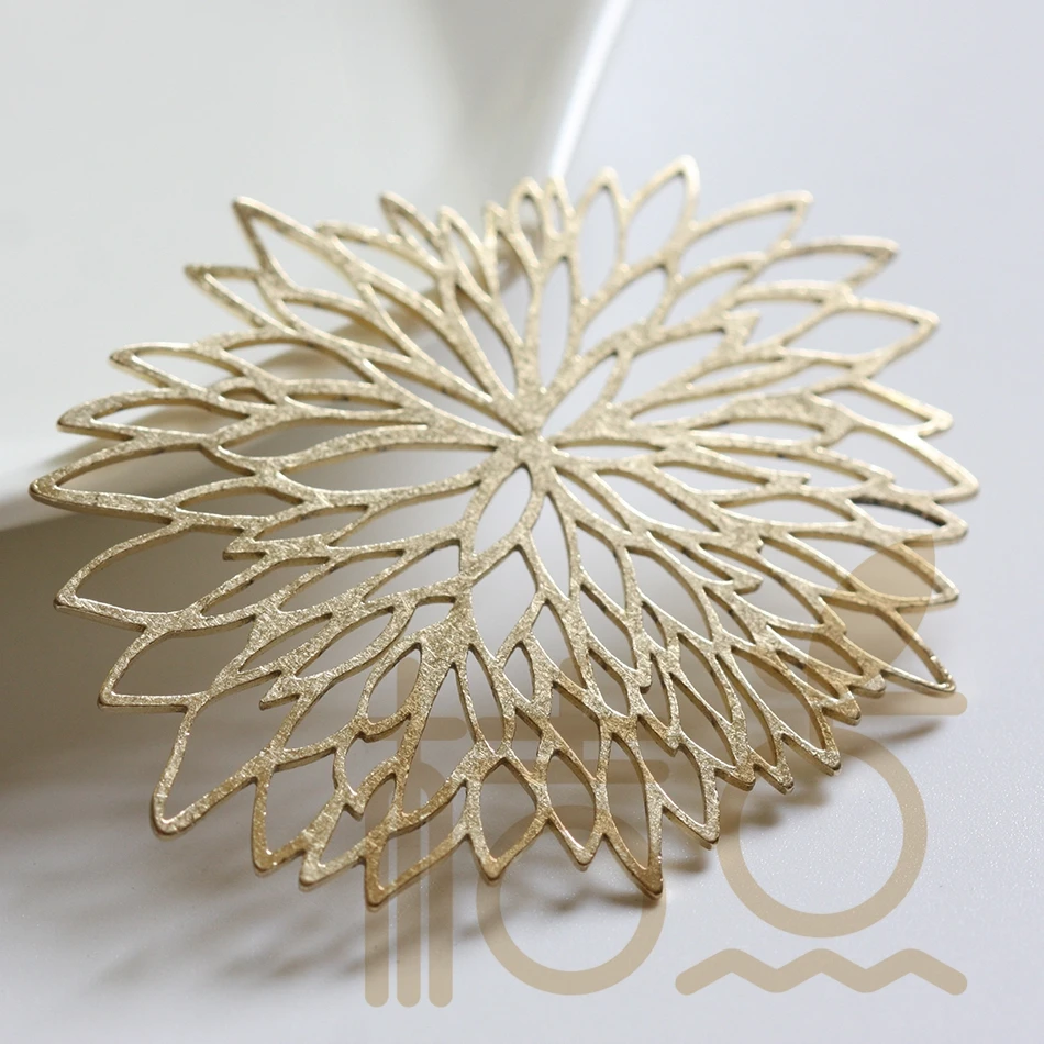DIY Supply-Laser Cut Solid Brass Finding Flower - Link - 56x44mm (4352C)