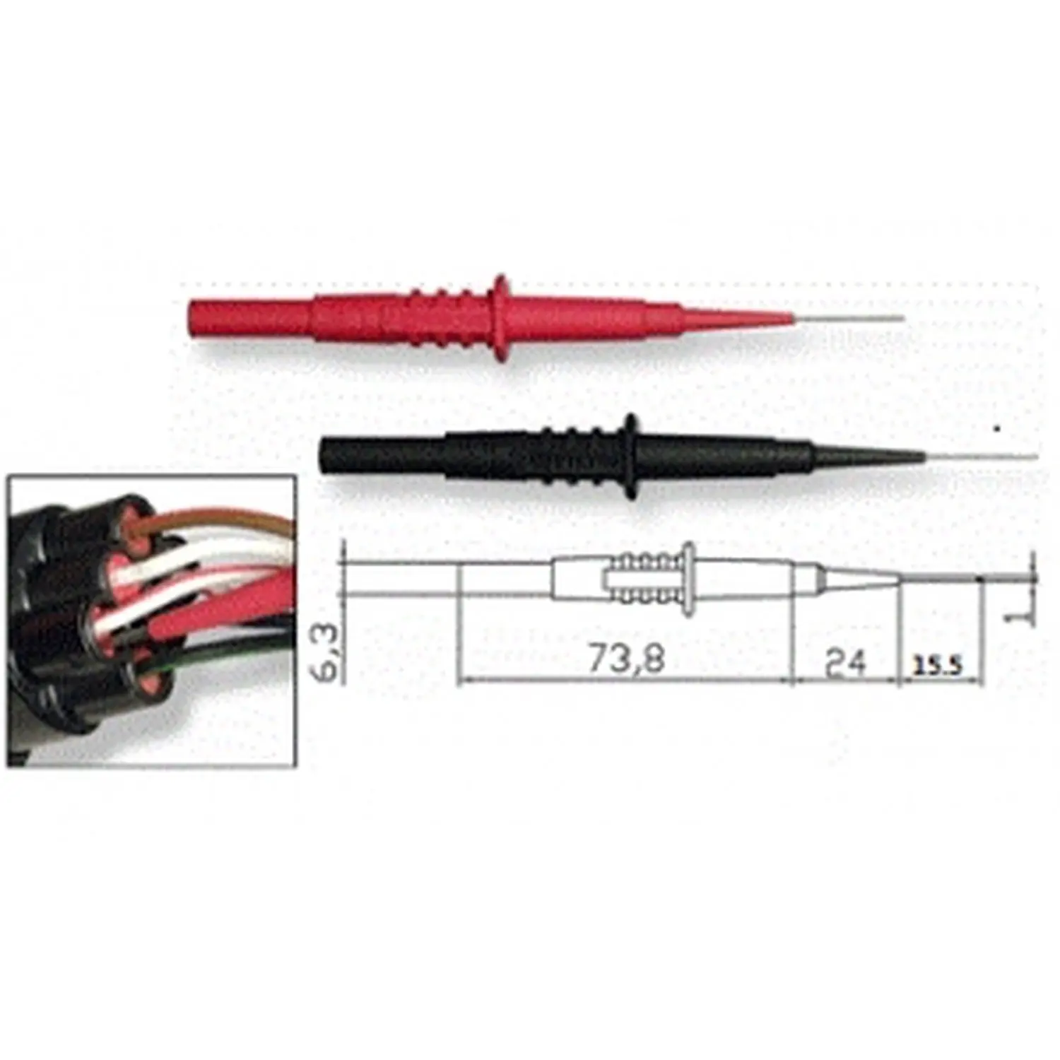 Teste a ponta da prova tp4155, 1mm para a banana, 4mm