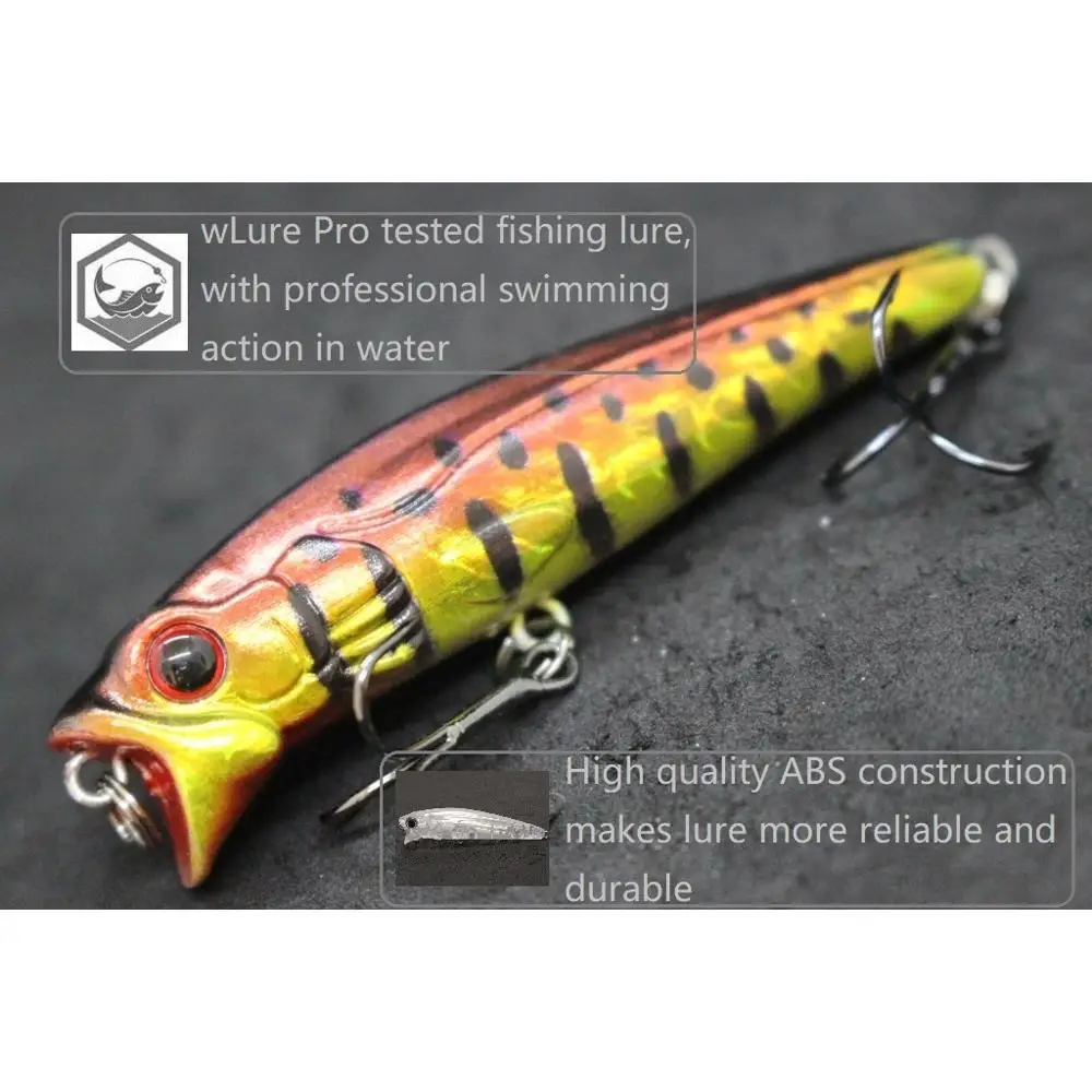 Wlure Vissen Lokken 7.5Cm 9.5G Topwater Popper Wandelen Lokken Zigzag Action Drijvende Aas 3D Hard Ogen W751