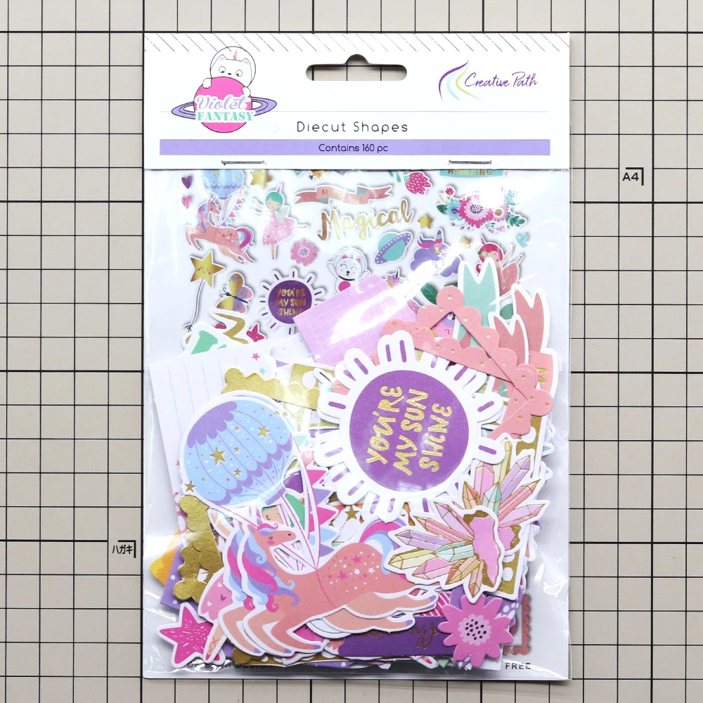 Creative Path 160 Stück Violette Fantasie-Scrapbooking-Stanzformen, Formen, Folien-Lila-Einhorn-Journaling-Stanzformen, Ephemera-Verzierungen – Detail 2