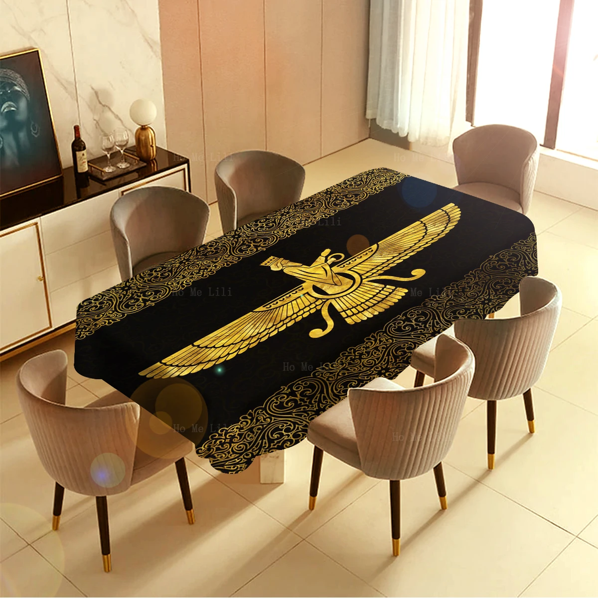 King Of The Achaemenid Dynasty The Great Cyrus Gold Embossed Rectangular Tablecloth By Ho Me Lili Tabletop Decor