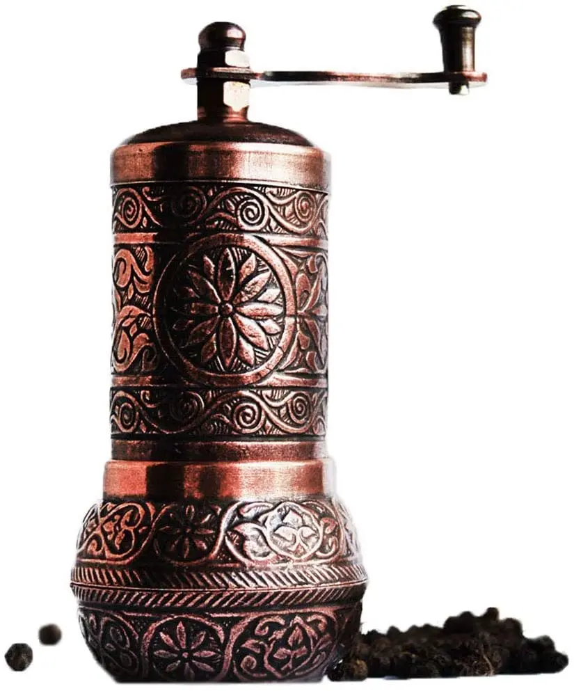 Antique Copper Turkish coffee Pepper Mill and Measuring Spoon-Spice Mill, Pepper Mill, english Mill (4.2 \