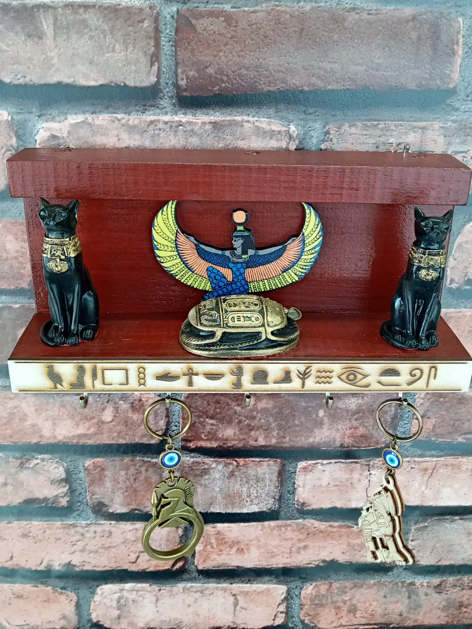 Ancient Egyptian Scarab Bastet Keychain