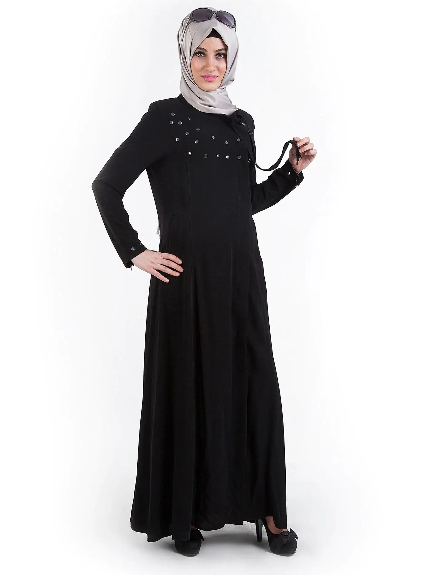 Muslim Fashion Abaya Side Tied Madina Silky Soft Ladies Stony Turkey Luxury Ferace Arab Turkey High Quality Elegant Women 002