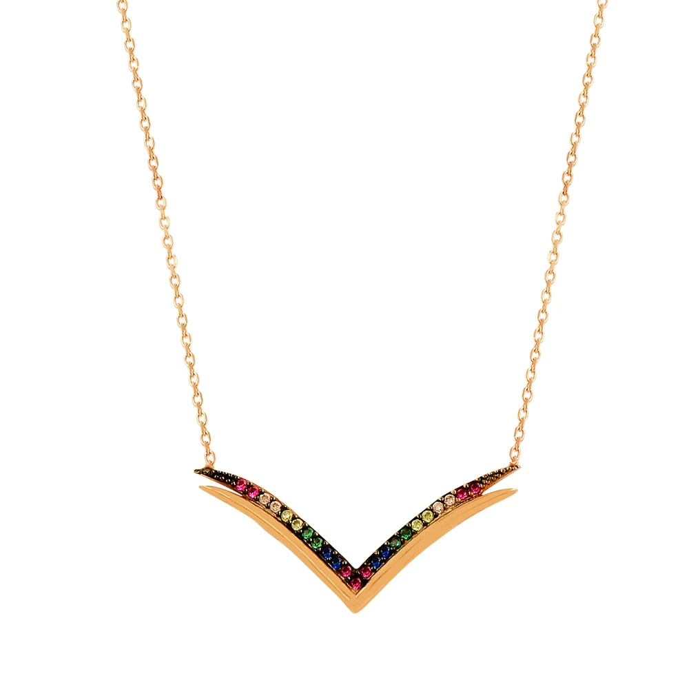 Art Deco Rainbow Women Necklace Statement Dainty Cute Bolo New Colorful Molticolor 925 Sterling Silver Statement Tiny Necklace