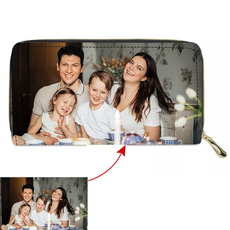 2022 New Custom Personalized Color Picture PU Leather Zipper Long Wallet Clutch Bag Photo Print Customized DIY Women Wallet Gift