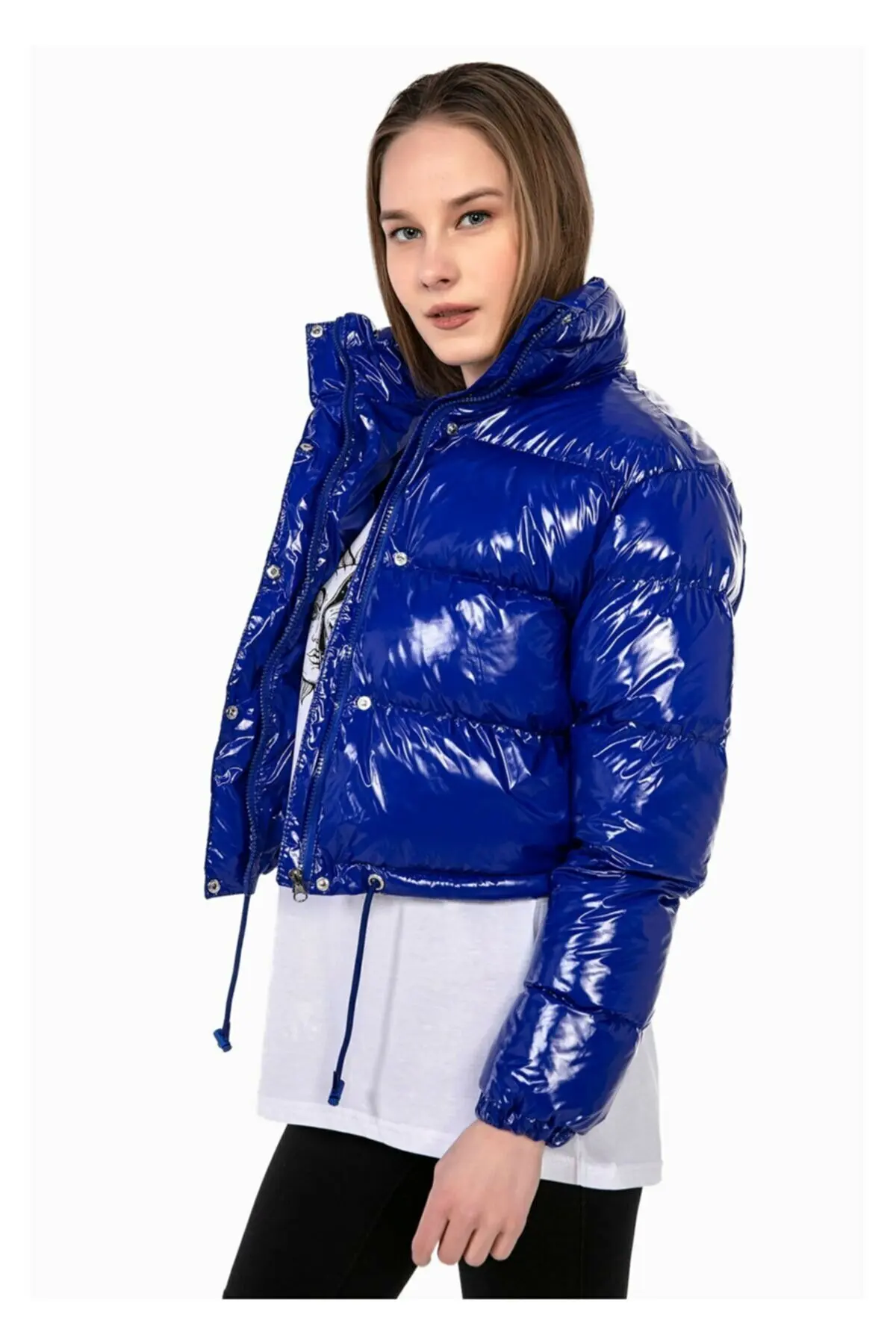 Shiny Inflatable Down Coats For Women Winter Wear Casual Street Fashion Short Warm Jacket Padded Insulated Outfits New Season