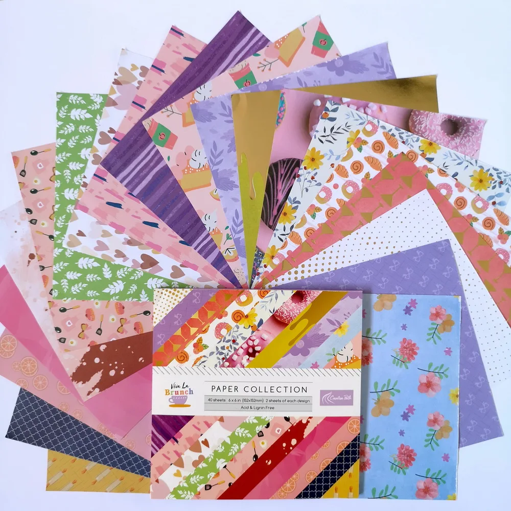 Creative Path 6 Inches Brunch Pattern Scrapbook Background Paper Decorative Scrapbooking DIY Junk Journal Origami Paper 15x15cm