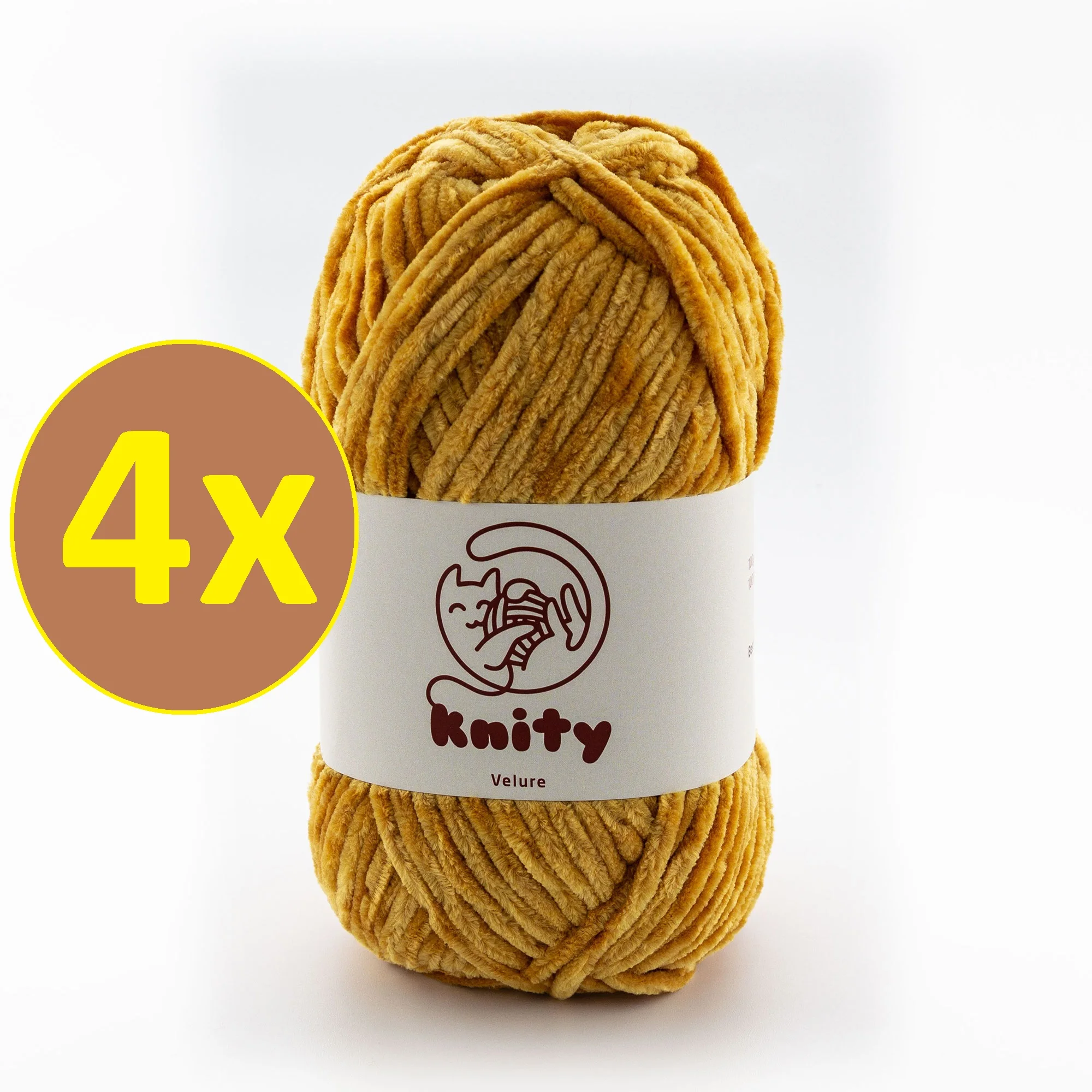 Knity Velure - 4 Pieces - Knitting Crochet Yarn 100g Soft Bulky Thick Plush Chenille Baby Wool Blanket Amigurumi Velvet Velluto