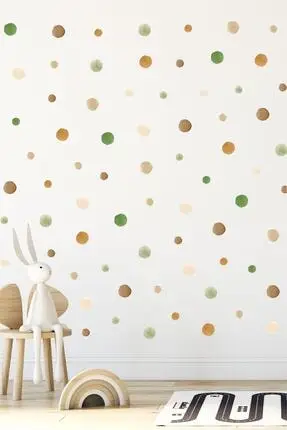 180 PCs 5 And 3 Cm Nature Watercolor Polka Dot Kids Room Wall Adhesive Set Self-Adhesive Kids Baby Nursery Wall paper