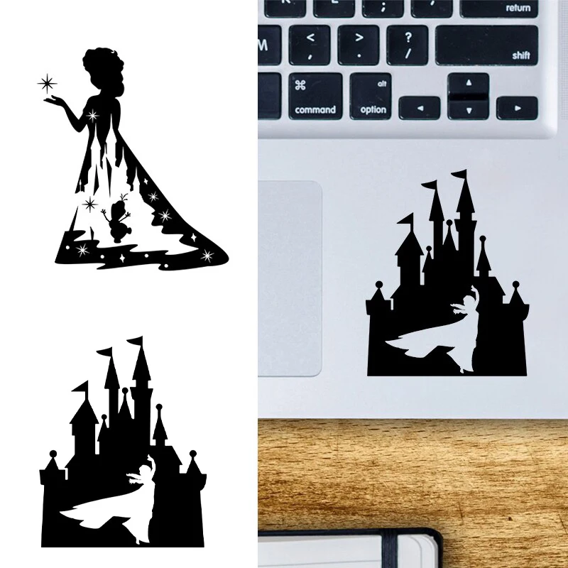 Frozen Elsa and Anna Princess Castle Vinyl Sticker Laptop Decals Decoration Olaf Cartoon Decal For Car Window, Mug, Water Bottle