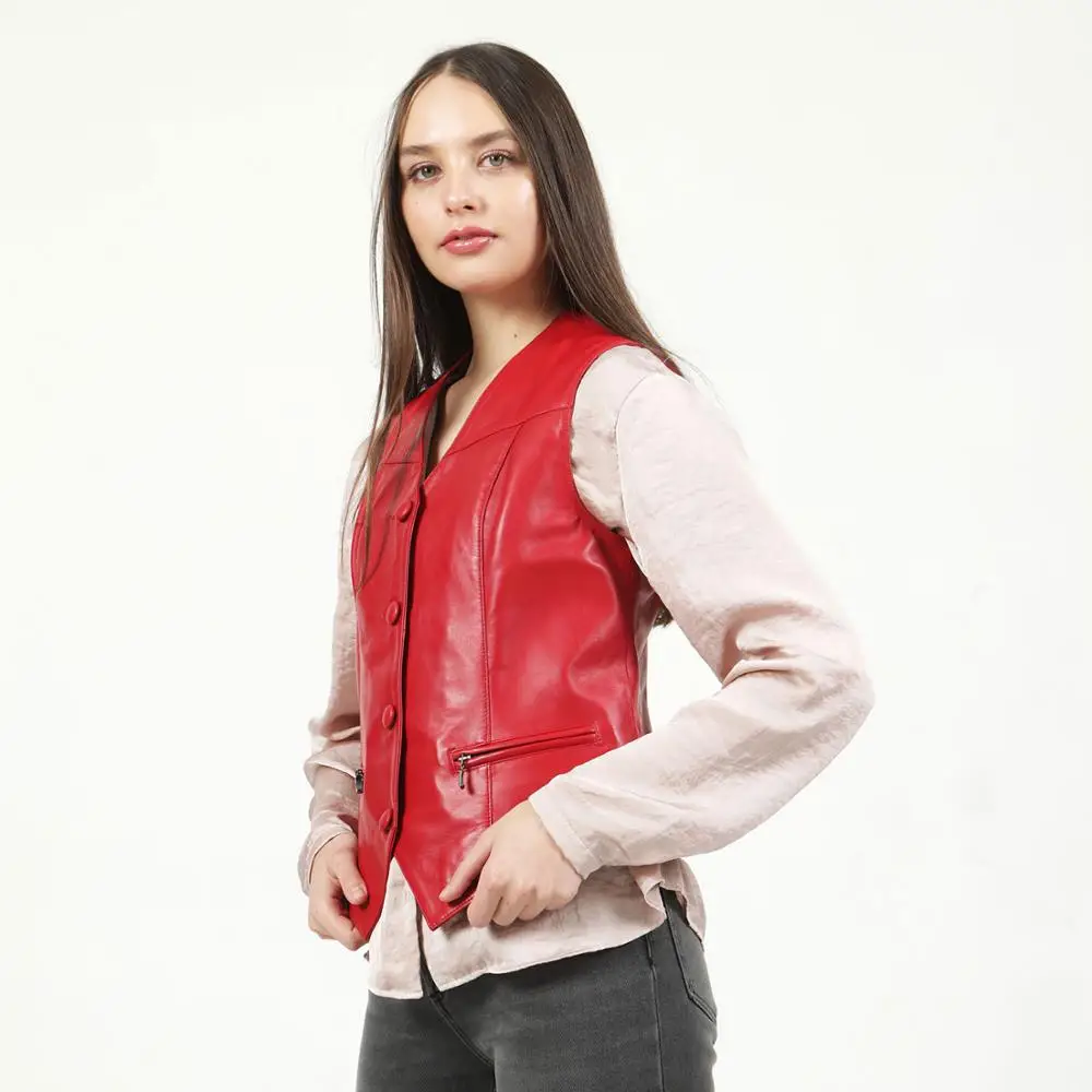 Woman Genuine Leather Vest  2022 Trend Fashion Sheepskin  Motorcycle Coat Female %100 Natural Lampskin Dc-001  Different Colors